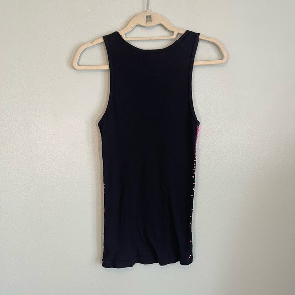 GLISH Womens Pink Black Sequins Embellished Cotton Rib Knit Tank Top Medium - Picture 5 of 7